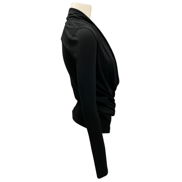 TOTEME BLACK VISCOSE BLEND OVERLAPPED JERSEY TOP - Picture 2 of 5